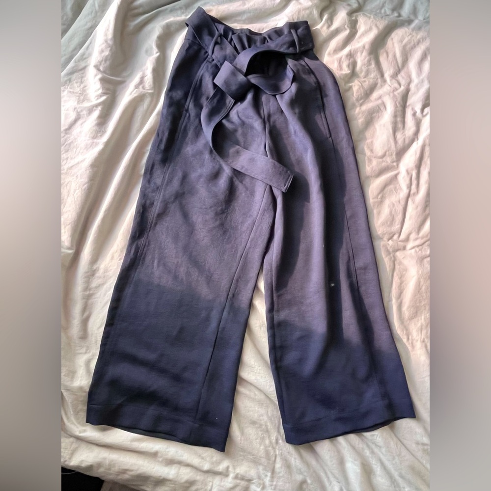 Wilfred Paperbag Navy Wide-Leg Pants